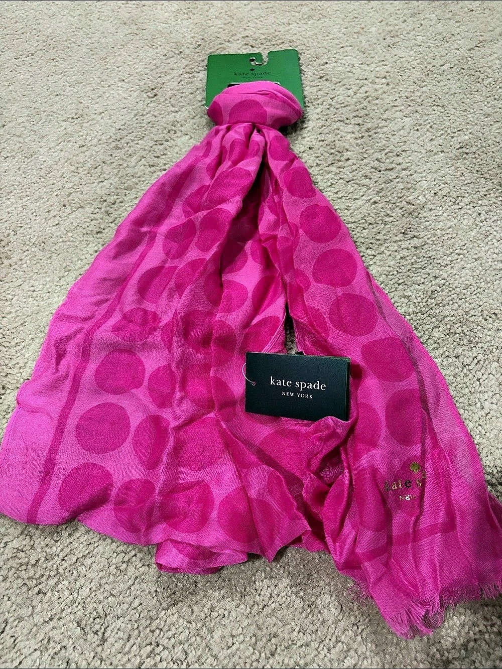 kate spade new york Textured Dot Scarf Polka Dot Scarf in Pink NWT